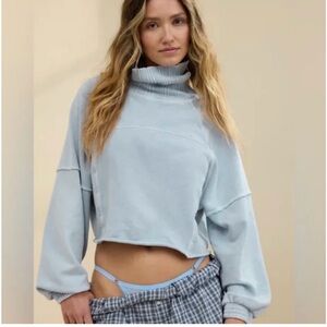 Aerie New Heights Cropped Turtleneck Sweatshirt